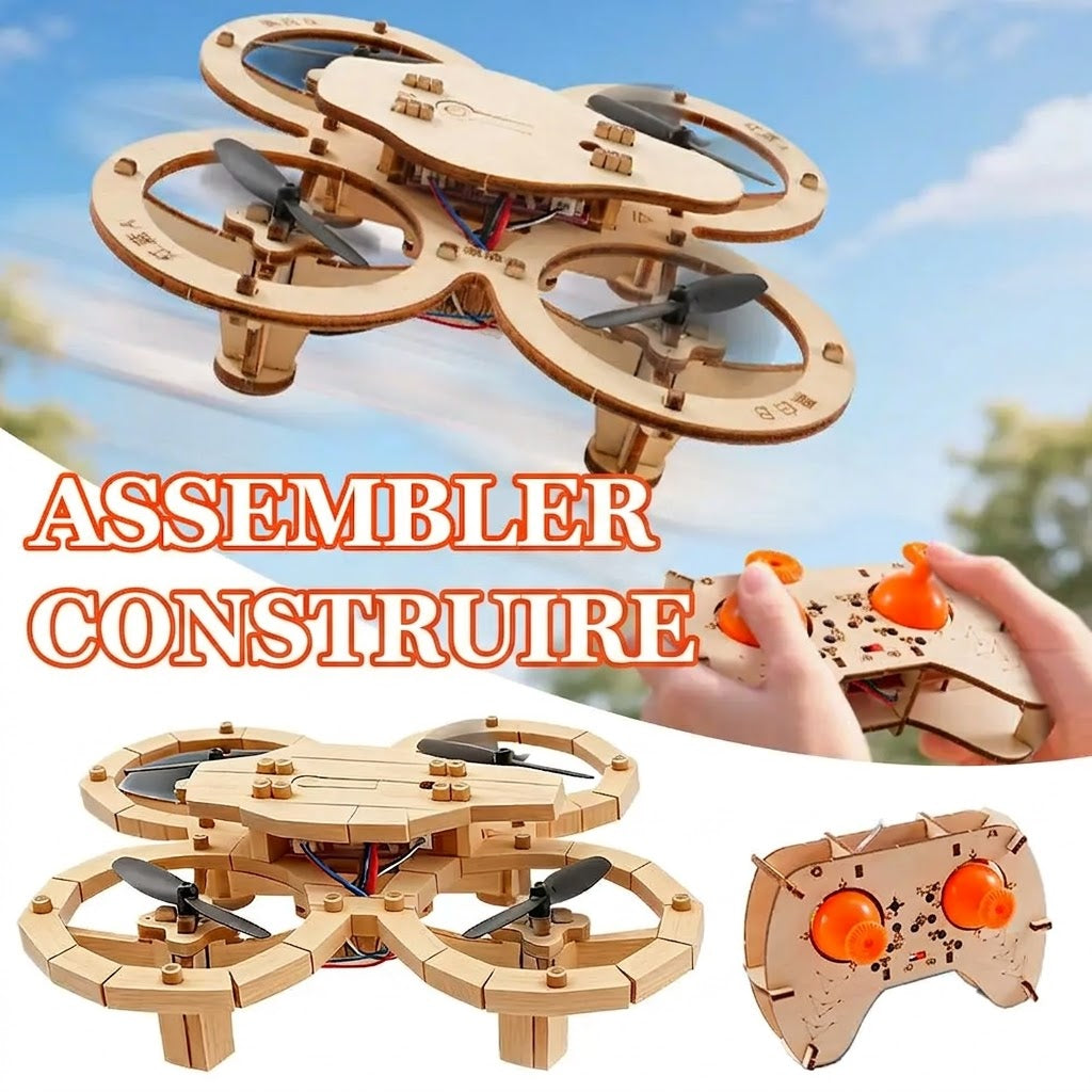 Drone Quadricoptère en Bois DIY – Mon Premier Modèle d'Ingénierie - Avec Télécommande à monter soi même
