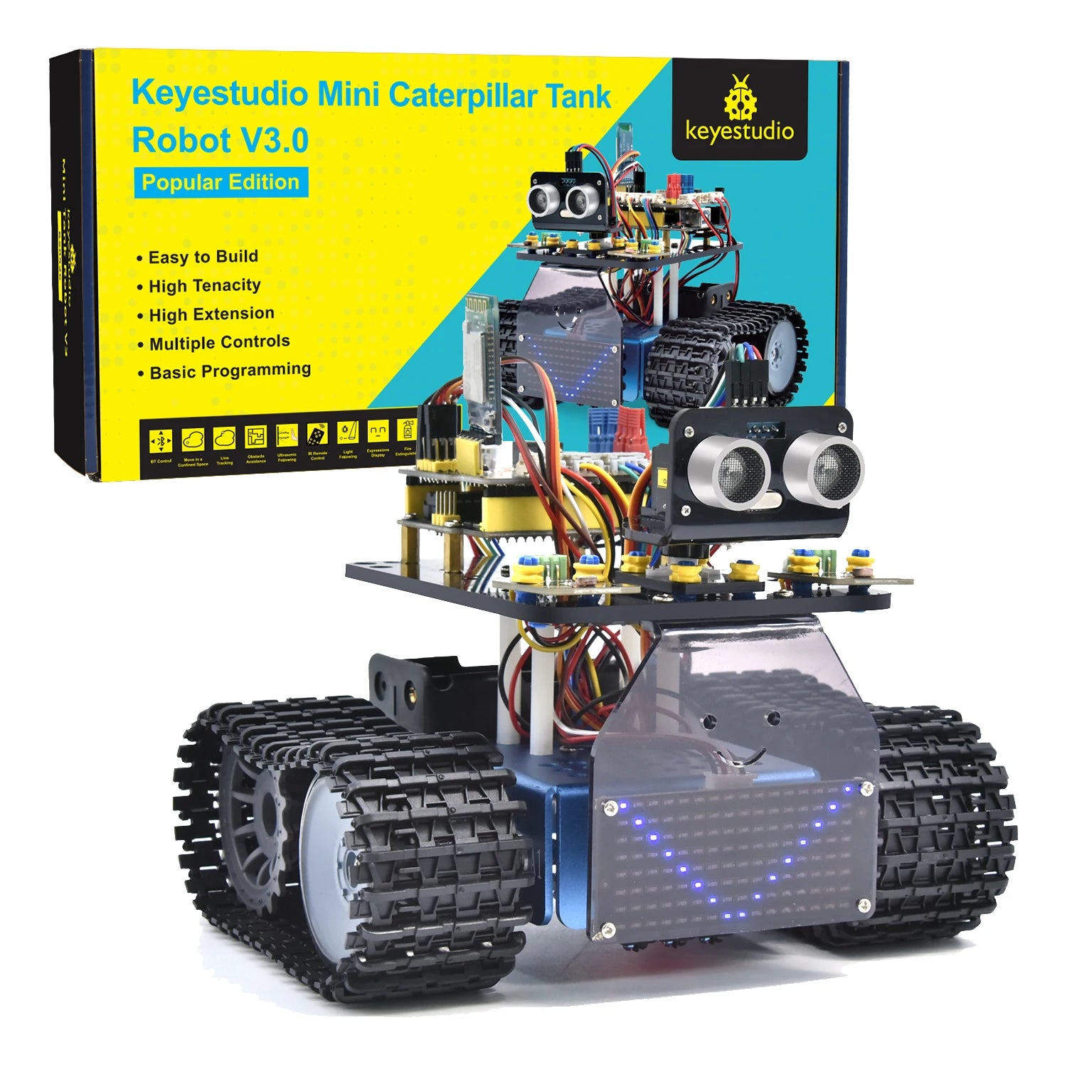 Connected Tank Robot Kit V3.0 – Programmable STEM Robotics compatible with Arduino