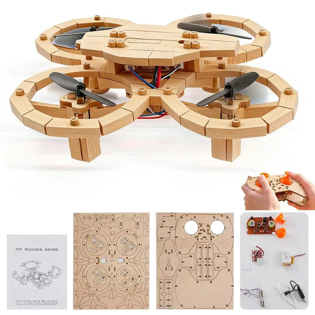 Drone Quadricoptère en Bois DIY – Mon Premier Modèle d'Ingénierie - Avec Télécommande à monter soi même
