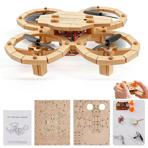 Drone Quadricoptère en Bois DIY – Mon Premier Modèle d'Ingénierie - Avec Télécommande à monter soi même