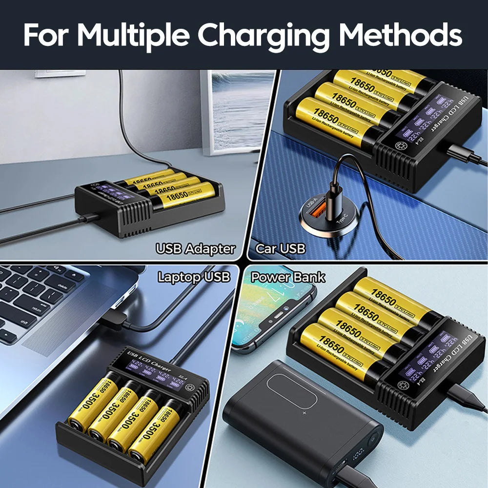 USB Li-ion NI-MH Battery Charger LCD Display Smart Charger Test Capacity Small Convenient Battery Charger For 18350 18500 18650