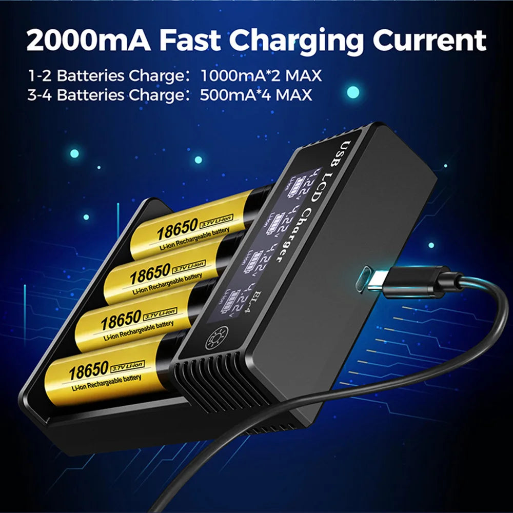 USB Li-ion NI-MH Battery Charger LCD Display Smart Charger Test Capacity Small Convenient Battery Charger For 18350 18500 18650