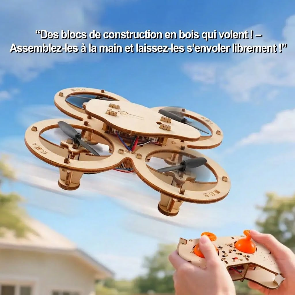 Drone Quadricoptère en Bois DIY – Mon Premier Modèle d'Ingénierie - Avec Télécommande à monter soi même