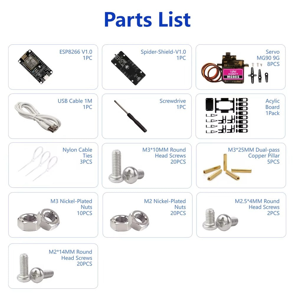 Robot Araignée Kit avec carte de contrôle ESP8266